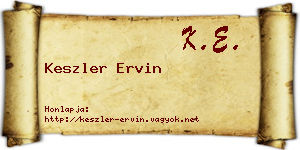 Keszler Ervin névjegykártya